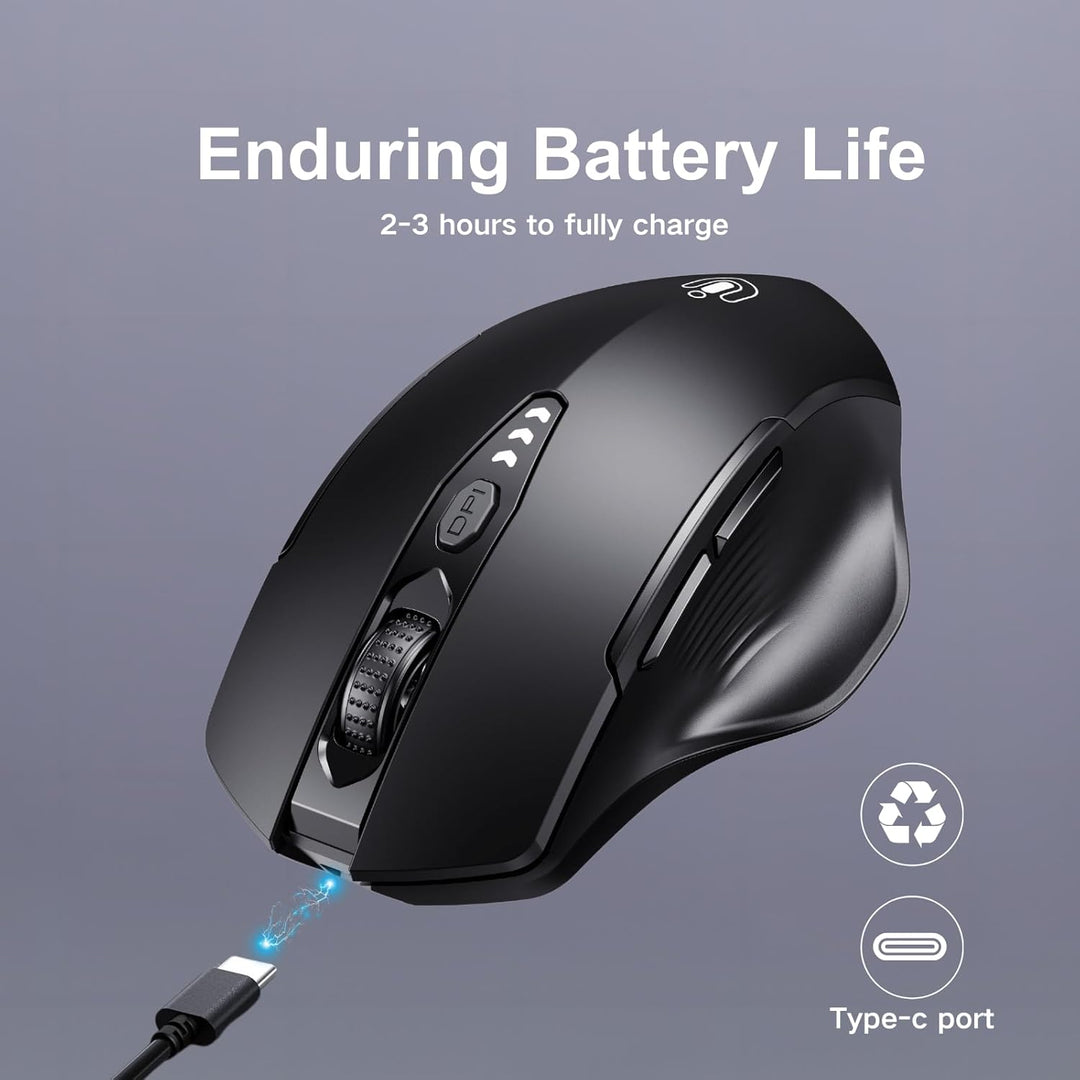 Uineer Bluetooth Maus, aktualisiert Maus kabellos Tri-Modus (BT 5.0/4.0+2,4 GHz), sichtbare Batterie