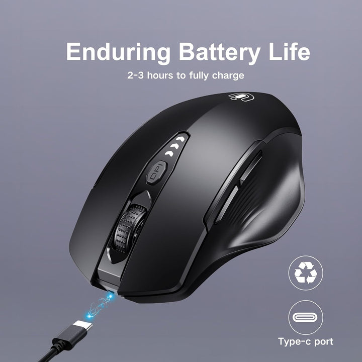 Uineer Bluetooth Maus, aktualisiert Maus kabellos Tri-Modus (BT 5.0/4.0+2,4 GHz), sichtbare Batterie
