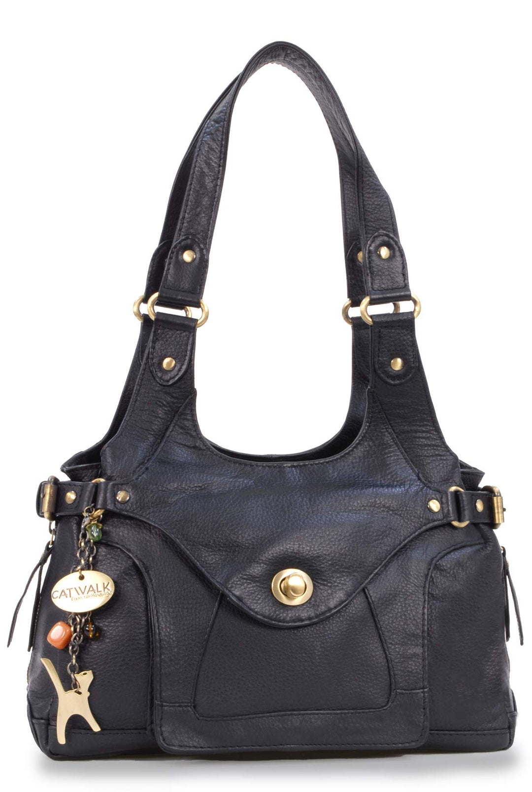 Catwalk Collection Handbags - Leder - Umhängetasche/Schultertasche - ROXANNA Schwarz, Schwarz