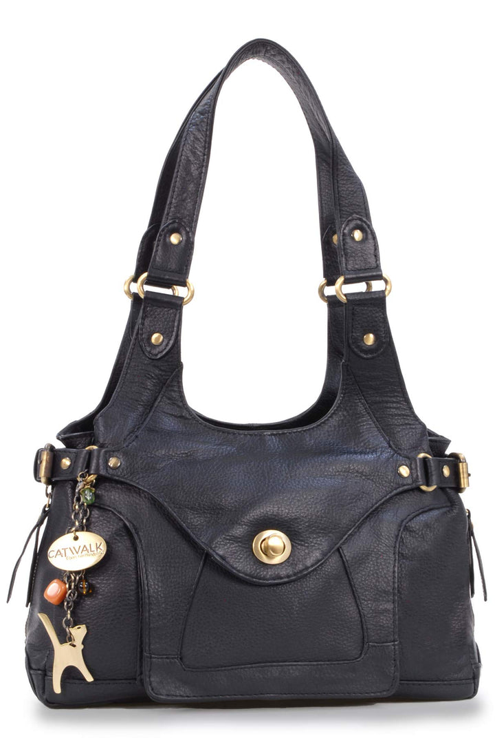 Catwalk Collection Handbags - Leder - Umhängetasche/Schultertasche - ROXANNA Schwarz, Schwarz