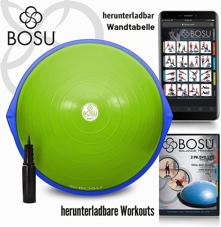 BOSU Multifunktionales Original-Gymnastik-Ganzkörper-Balance-Krafttrainer, Ball-Ausrüstung mit gefüh