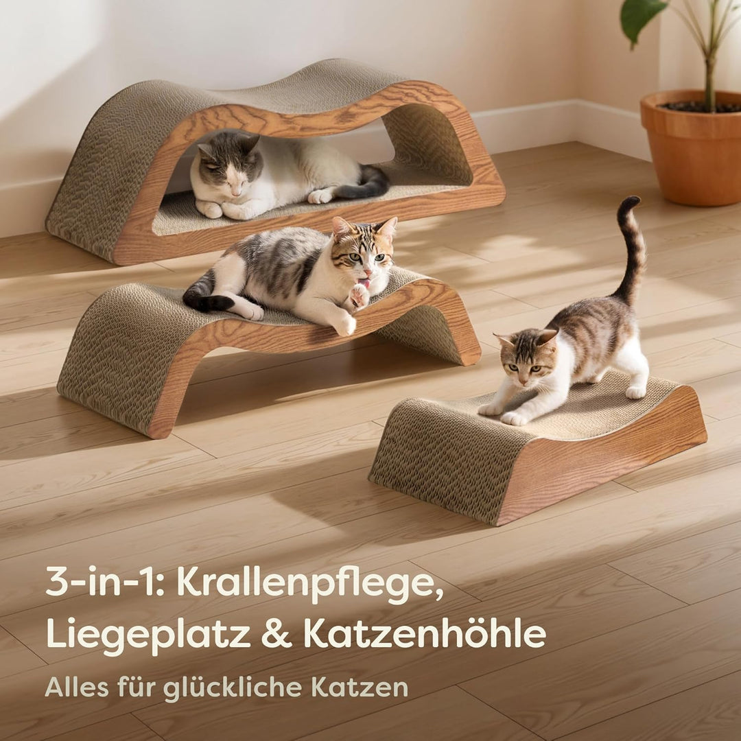 Kratzmöbel Kratzbrett Katze 3-teilig XXL 75cm – Besonders Kratzfeste Kratzpappe zur Krallenpflege –