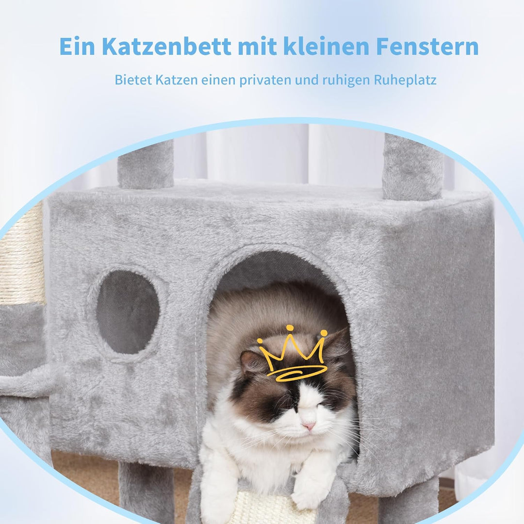 Hey-brother Kratzbaum, 105 cm Klein stabil Katzenbaum mit abnehmbaren Spielzeugen, Höhle, 1 Plattfor