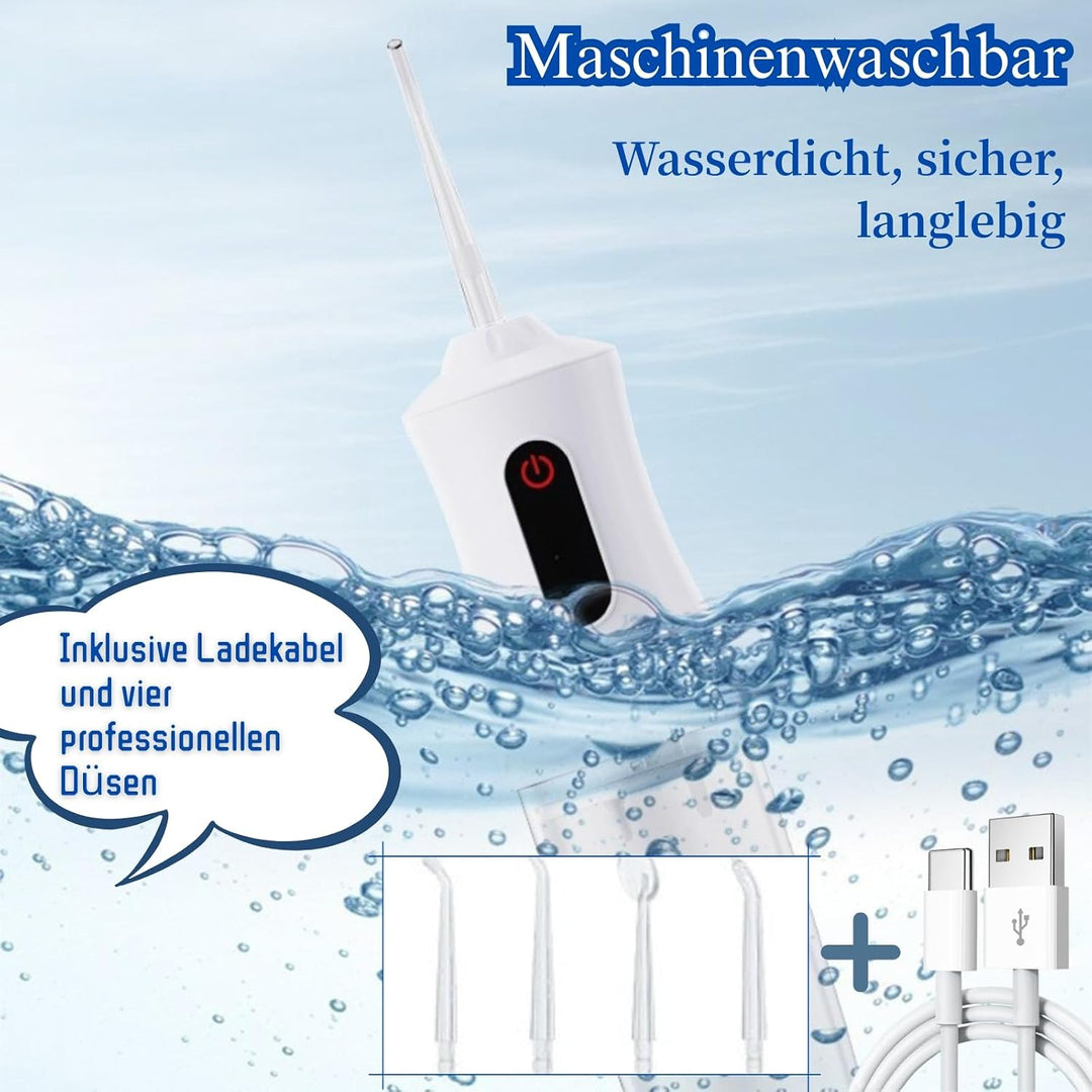 Munddusche Kabellos Wasserdicht, Water Flosser Zahnreinigung für Zwischenräume Zahndusche Zahnzwisch
