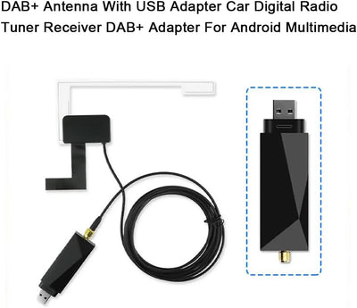 Auto DAB/DAB+ Dongle USB Adapter mit Autoscheibenantenne, Universal für Android Autoradio Player, mi