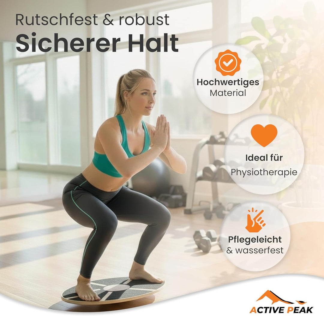 Balance Board Holz Ø 40 cm Wackelbrett Therapiekreisel für Gleichgewicht, Balancebrett Balance Train