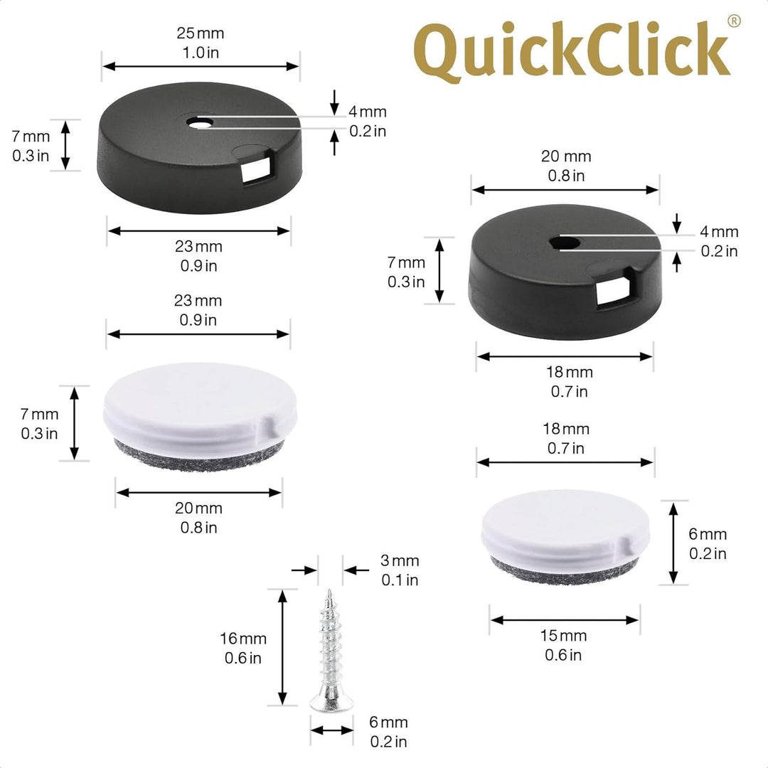 Wagner QuickClick® Möbelgleiter - Dining Set - 1 Tisch, 6 Stühle - 28 x Basis + wendbarer Einsatz -