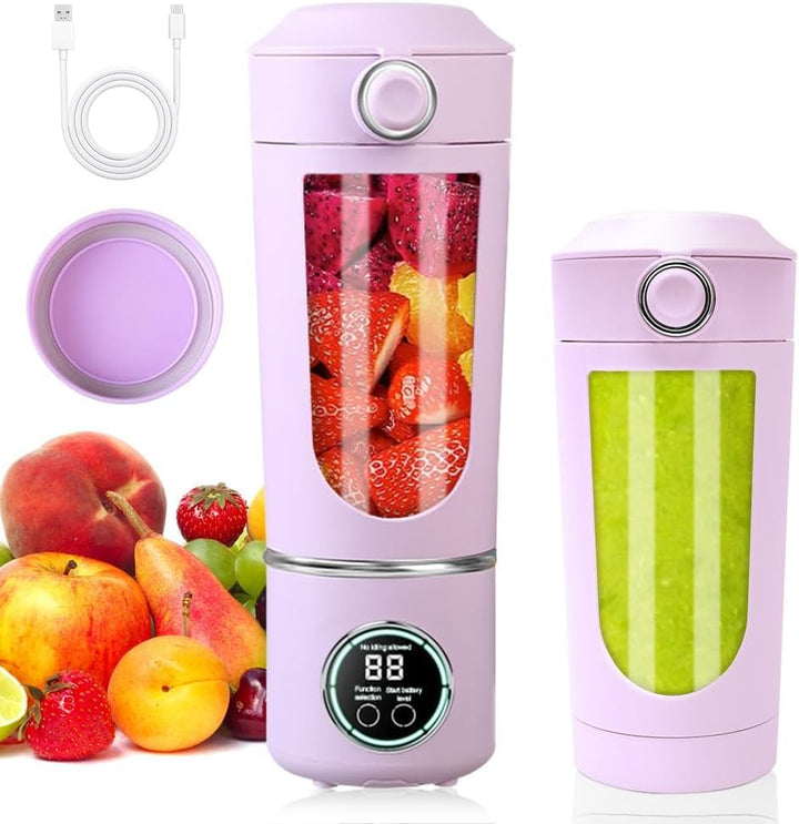 Tragbarer Mixer, 700 ml Mixer Smoothie, Mini-Standmixer mit 12 Edelstahlklingen und Digitalanzeige,