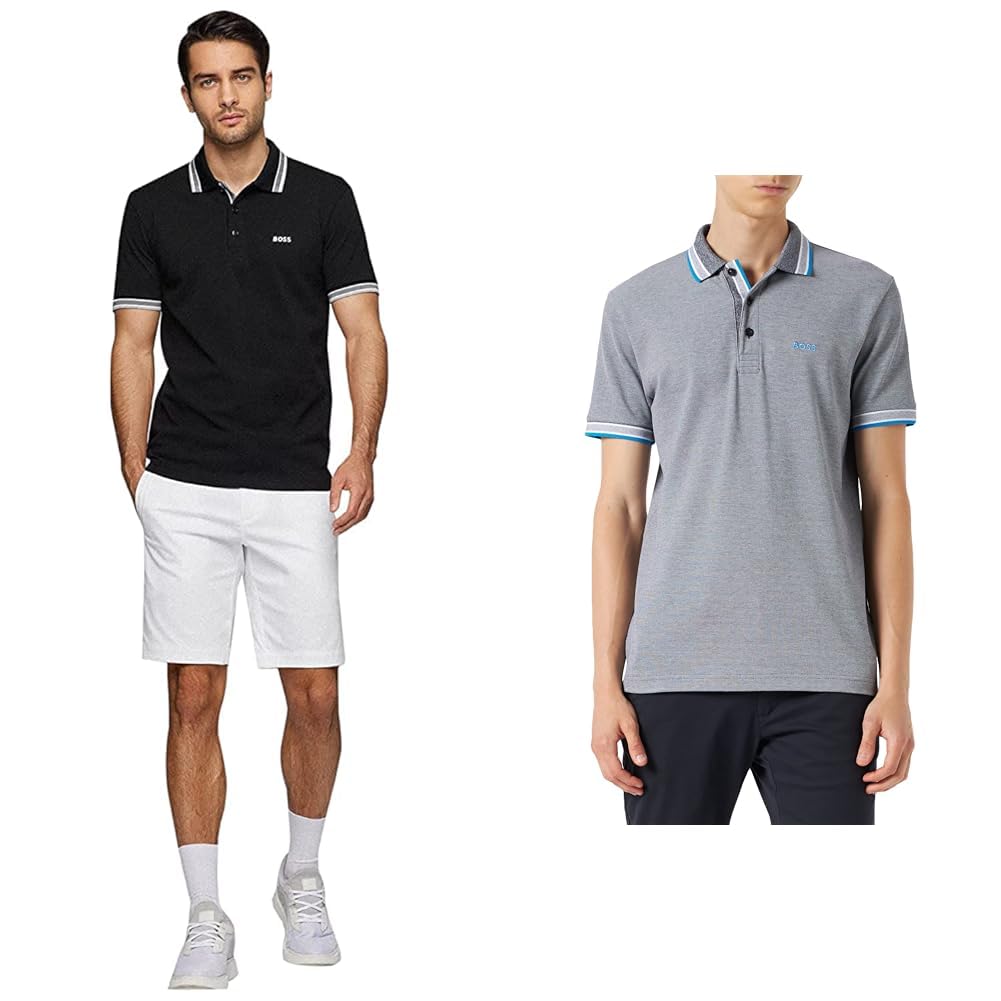 BOSS Herren Paddy Paddy Poloshirt aus Baumwoll-Piqué 3XL New - Black001/Dunkelblau, 3XL New - Black0