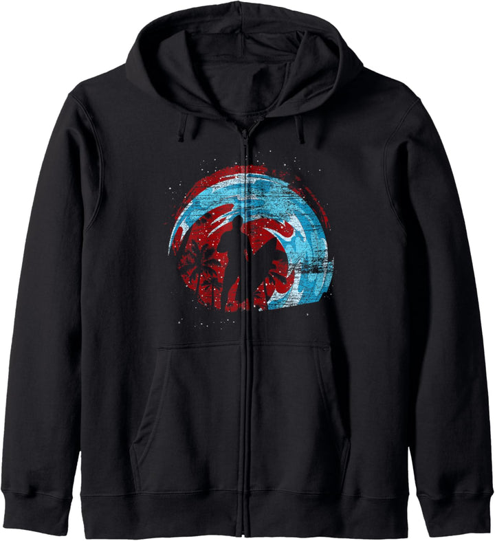 Surfen Sommerurlaub Palmen Hobby Surfer Wellen Surfing Kapuzenjacke