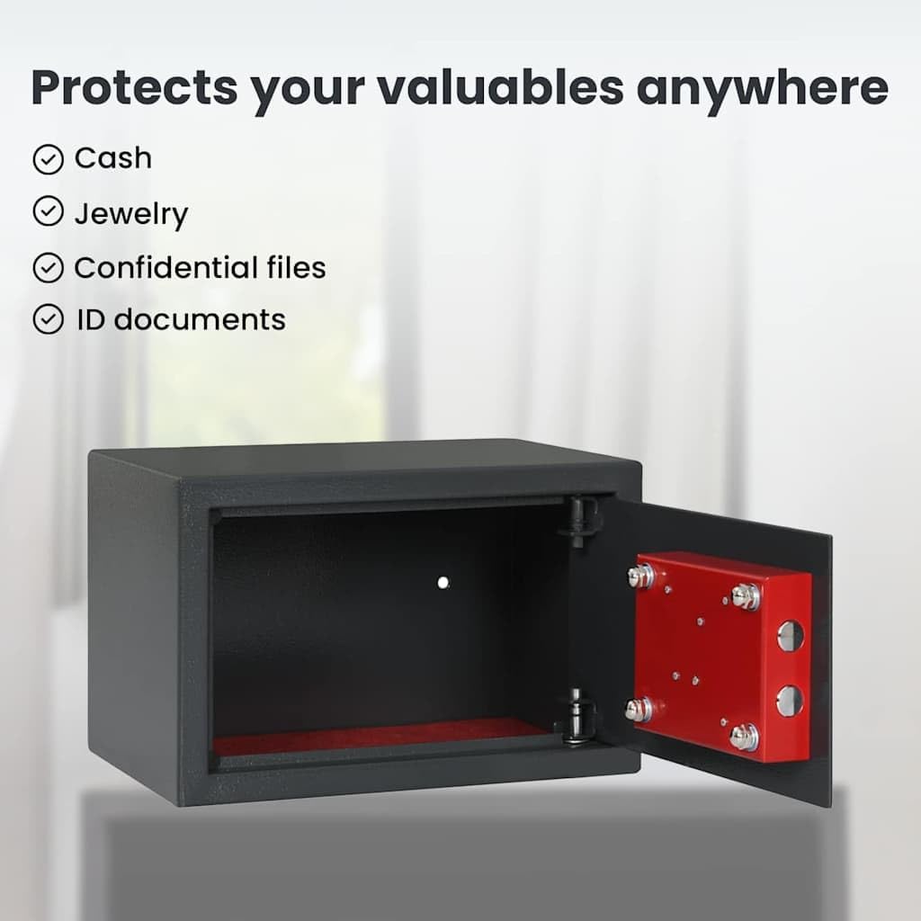 vidaXL Safe Box mit Schloss Dunkelgrau 31 x 20 x 20 cm Stahl, Heimarbeitsplatz Safe, robuster Sicher