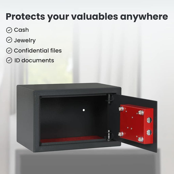 vidaXL Safe Box mit Schloss Dunkelgrau 31 x 20 x 20 cm Stahl, Heimarbeitsplatz Safe, robuster Sicher