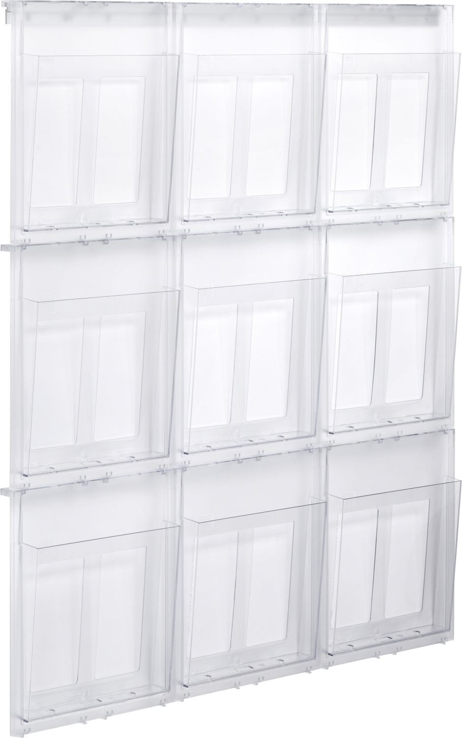 Helit H6812102 - Prospekthalter Wandset Placativ, 9 Taschen, DIN A4, hoch, glasklar 9 x Din A4, 9 x
