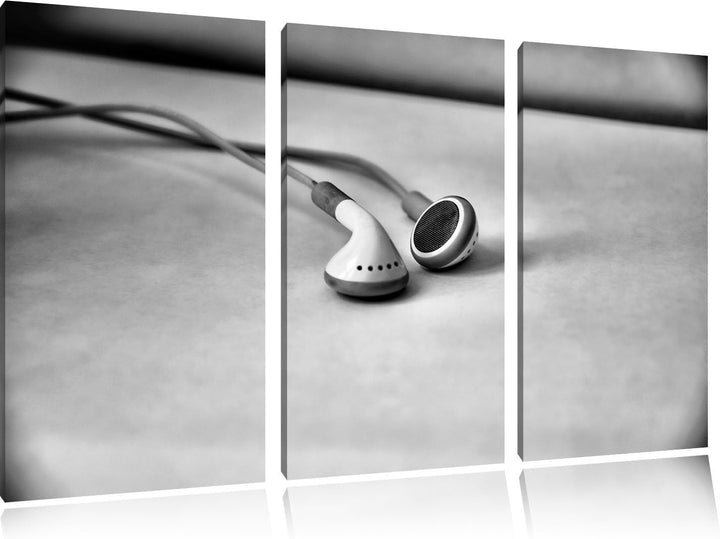 Pixxprint Monocrome, Kopfhörer 3-Teiler Leinwandbild 120x80 Bild auf Leinwand