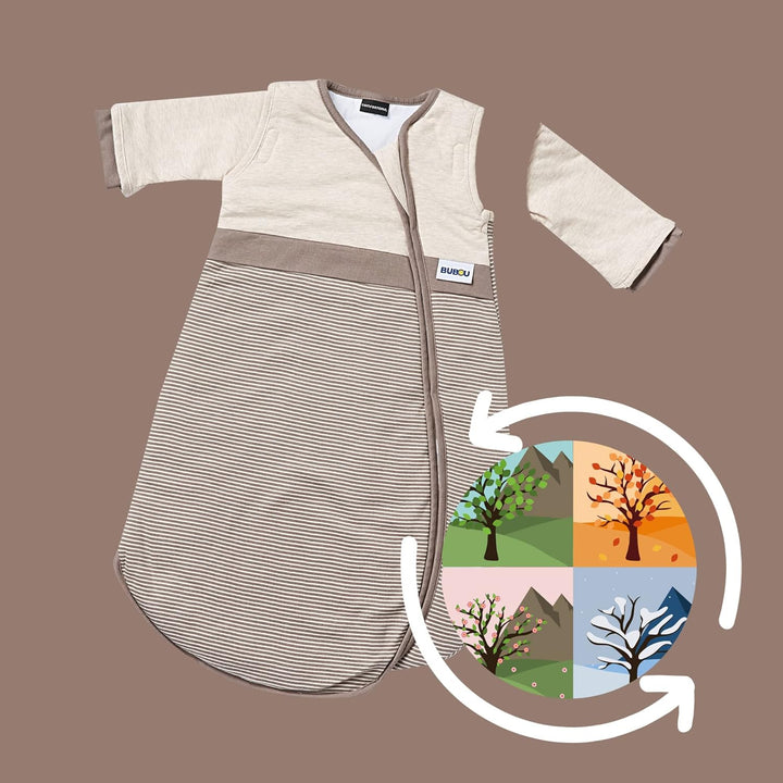 Gesslein 770097 Bubou Babyschlafsack mit abnehmbaren Ärmeln: Temperaturregulierender Ganzjahreschlaf
