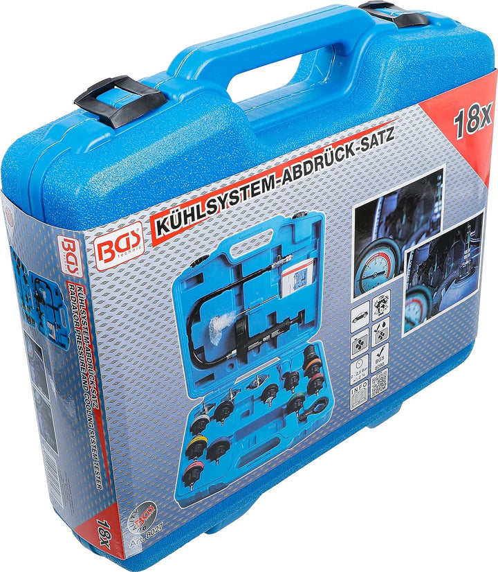 BGS 8027 | Kühlsystem-Abdrück-Satz | 18-tlg. | Kühlmittel | Tester, Prüfgerät, Testkoffer 18-tlg. Si