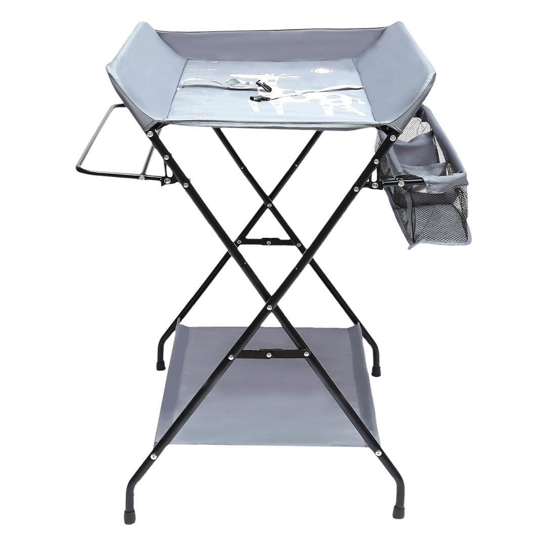 Baby Klappbarer Wickeltisch, Firma Wickelkommode mit Sicherheitsgurt &amp; Ablagefläche &amp; Zaun, Leicht z
