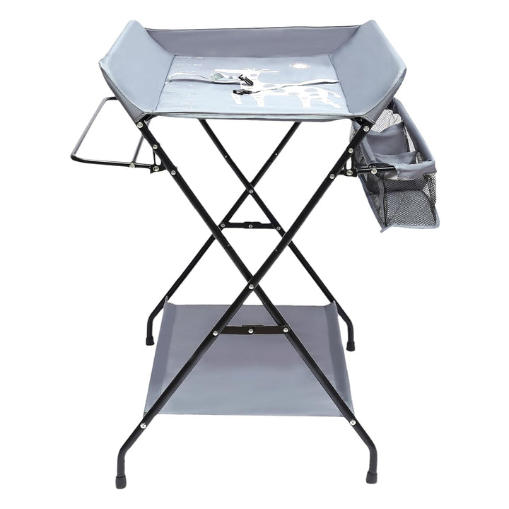 Baby Klappbarer Wickeltisch, Firma Wickelkommode mit Sicherheitsgurt &amp; Ablagefläche &amp; Zaun, Leicht z