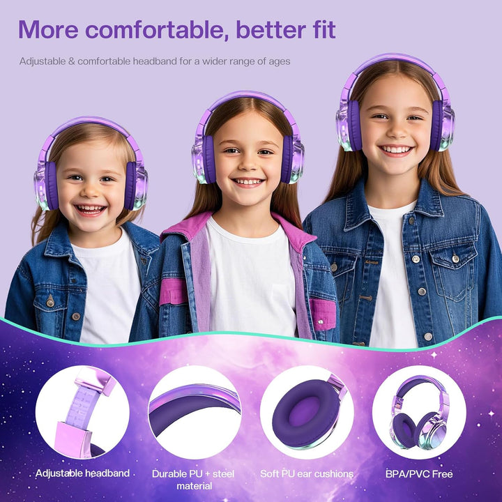 JYPS Bluetooth Kopfhörer Kinder, Kabellose Kinder Kopfhörer Over Ear mit Kabel, Kinderkopfhörer ab 3