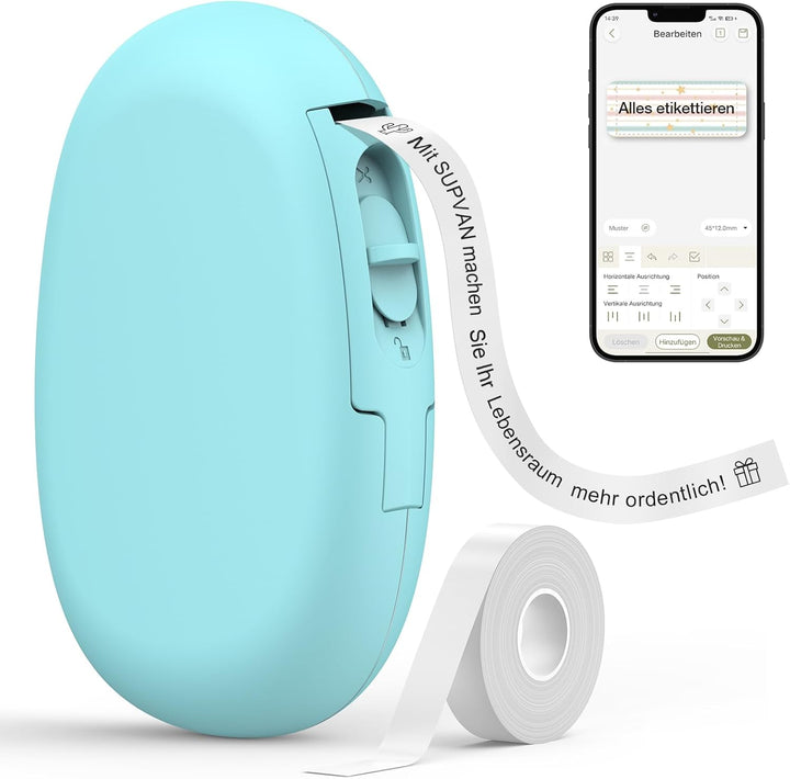 SUPVAN Etikettendrucker, Mini Bluetooth E10 Selbstklebendes Etikettiergerät - Tragbarer Labeldrucker