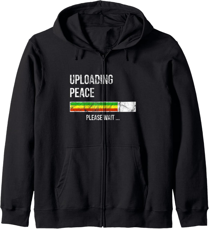 Rastafari Style Uploading Peace Nerdy Anti-Krieg Statement Kapuzenjacke