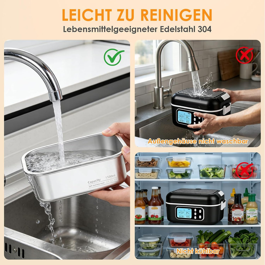 Dreamhigh 1,5 L Elektrische Lunchbox Mit Akku mit 24000 mAh, Lunchbox Elektrisch mit Auslaufsicheres