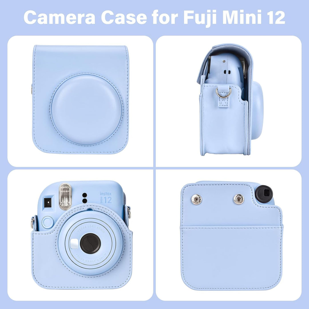 HIYQIN Kamera Tasche Kompatibel mit Fujifilm Instax Mini 12, Ästhetisch Kunstleder Hülle mit Mini Fo
