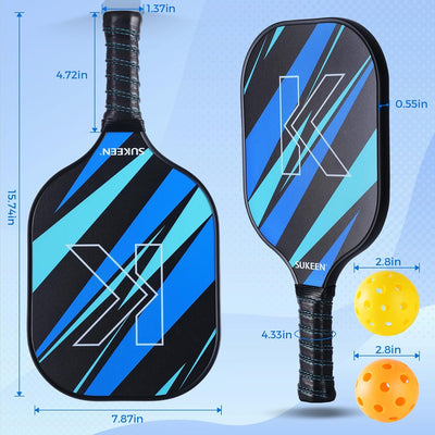 Sukeen Pickleball Schläger Set von 2, Fiberglas Oberfläche Pickleball Set mit Pickleball Racket, Pic