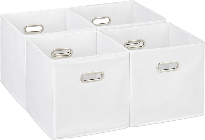 Relaxdays Aufbewahrungsbox 4er Set, Faltbare Regalboxen, HxBxT: 30x30x30 cm, mit Griffen, Faltboxen