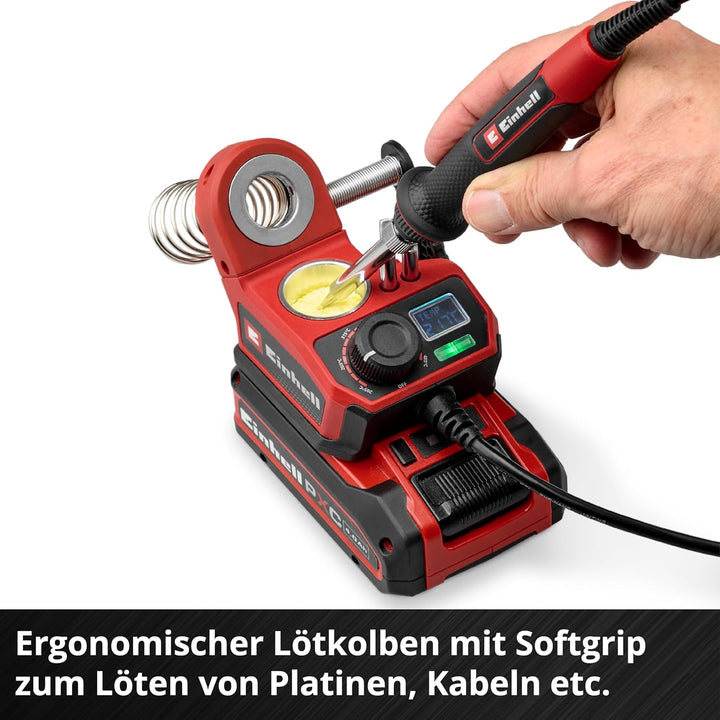 Einhell Akku-Lötkolben TE-SI 18/480 Li E PXC (18 V, 200 °C - 480 °C, zum Weichlöten, LCD-Display, in