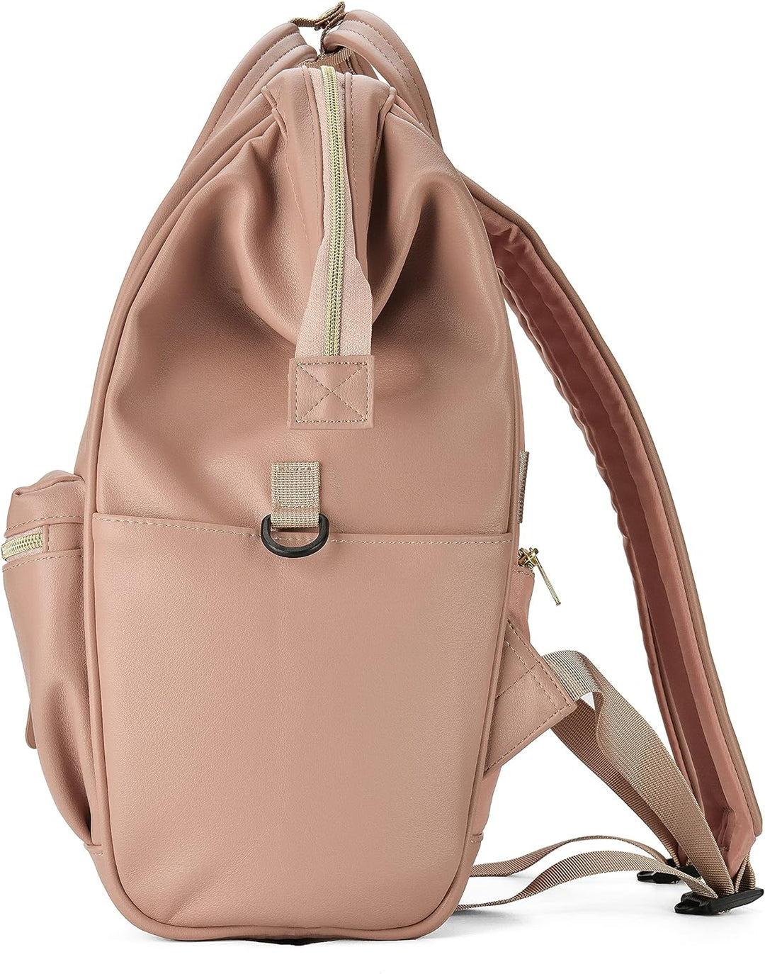 Kah&Kee Leder Rucksack Wickeltasche Laptop Reisen Arzt Lehrer Tasche für Frauen Mann (Braun Rosa II)