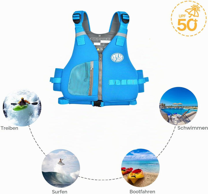 Schwimmlernweste Erwachsene, Schwimmhilfe, Festtoffweste ideal für den Wassersport, Kajak, Bootfahre