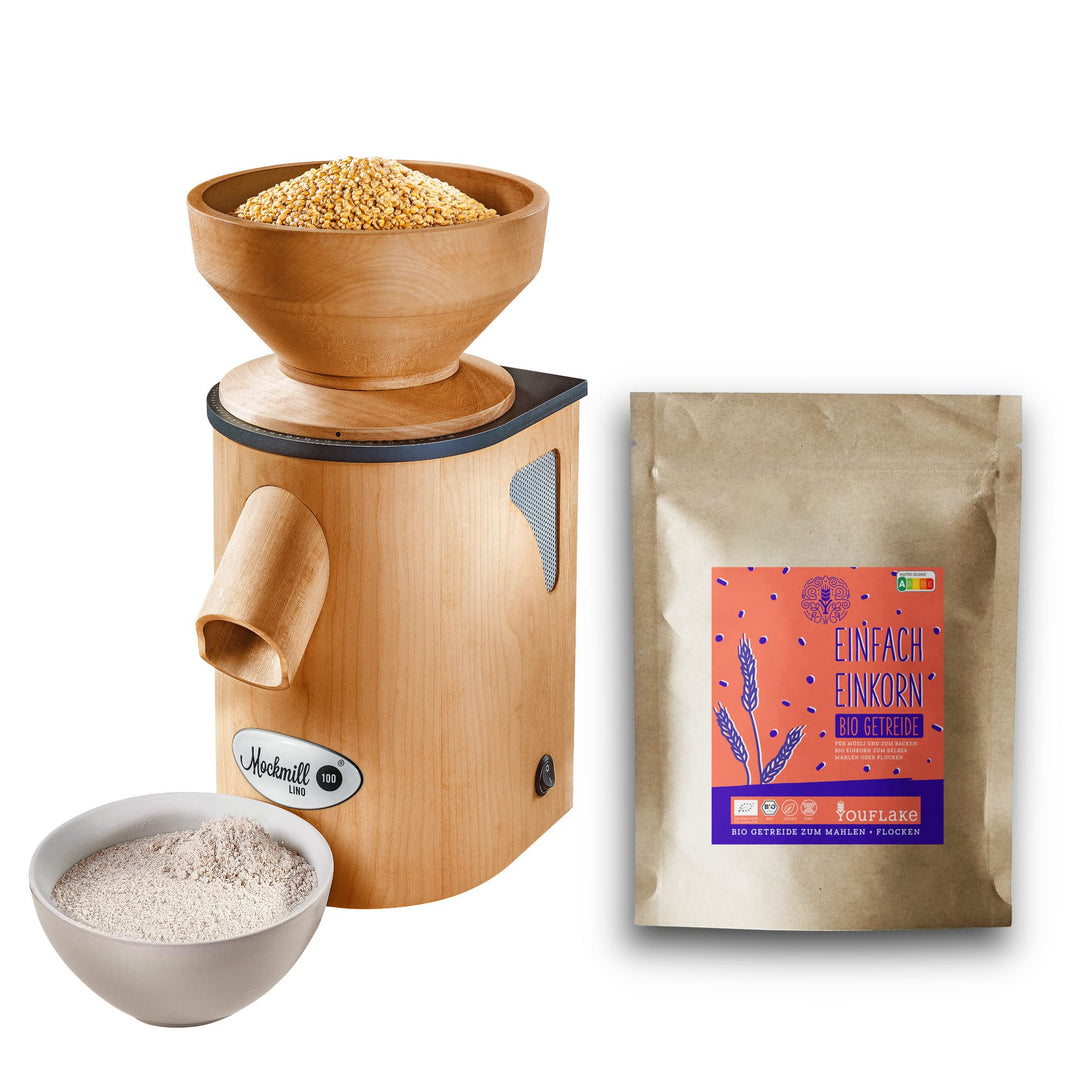 Getreidemühle Mockmill Lino 200 | Made in Germany | Edelkorund und Keramik Mahlstein | frisches Mehl