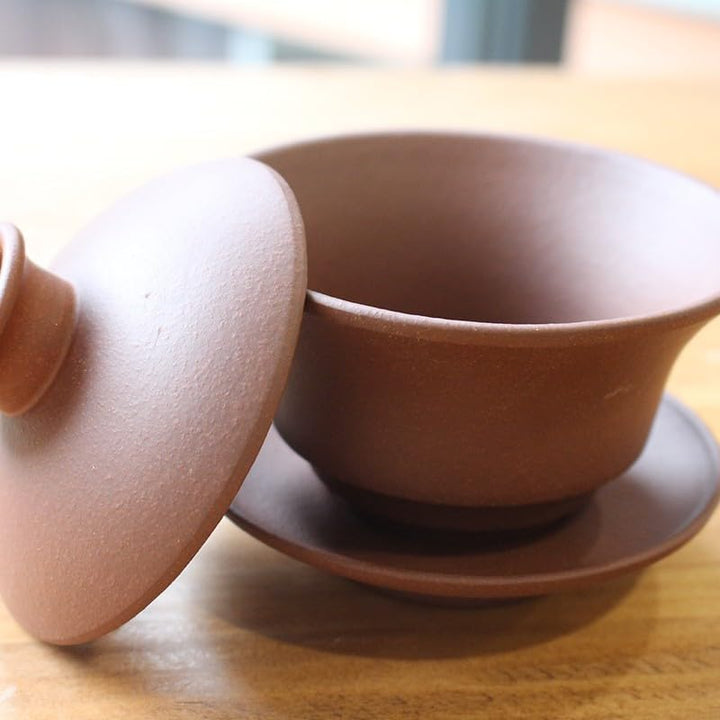Tea Soul Zisha 150 ml, typisch chinesisch Gaiwan aus einem bestimmten roten Ton aus Yixing, Keramik,