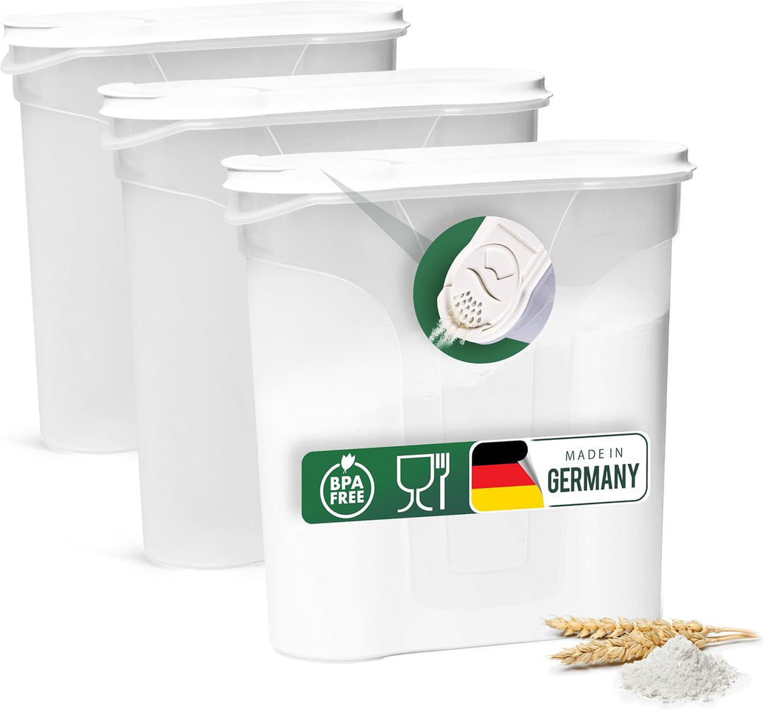 Novaliv Schüttdosen 3er SET Vorratsdose zum Streuen 4 Liter - Masse (LxBxH): 25,5 x 25,5 x 10 cm - D