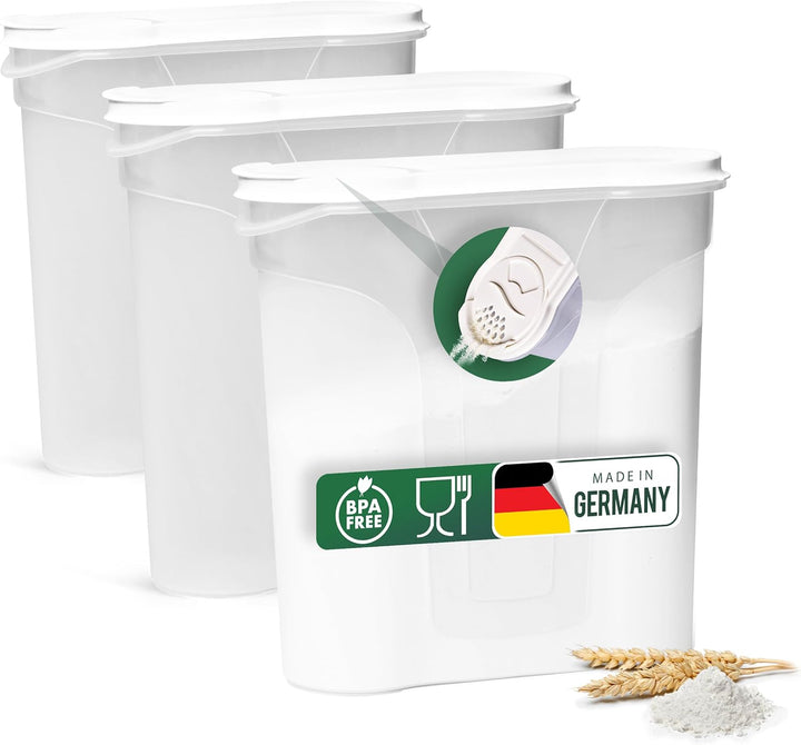 Novaliv Schüttdosen 3er SET Vorratsdose zum Streuen 4 Liter - Masse (LxBxH): 25,5 x 25,5 x 10 cm - D