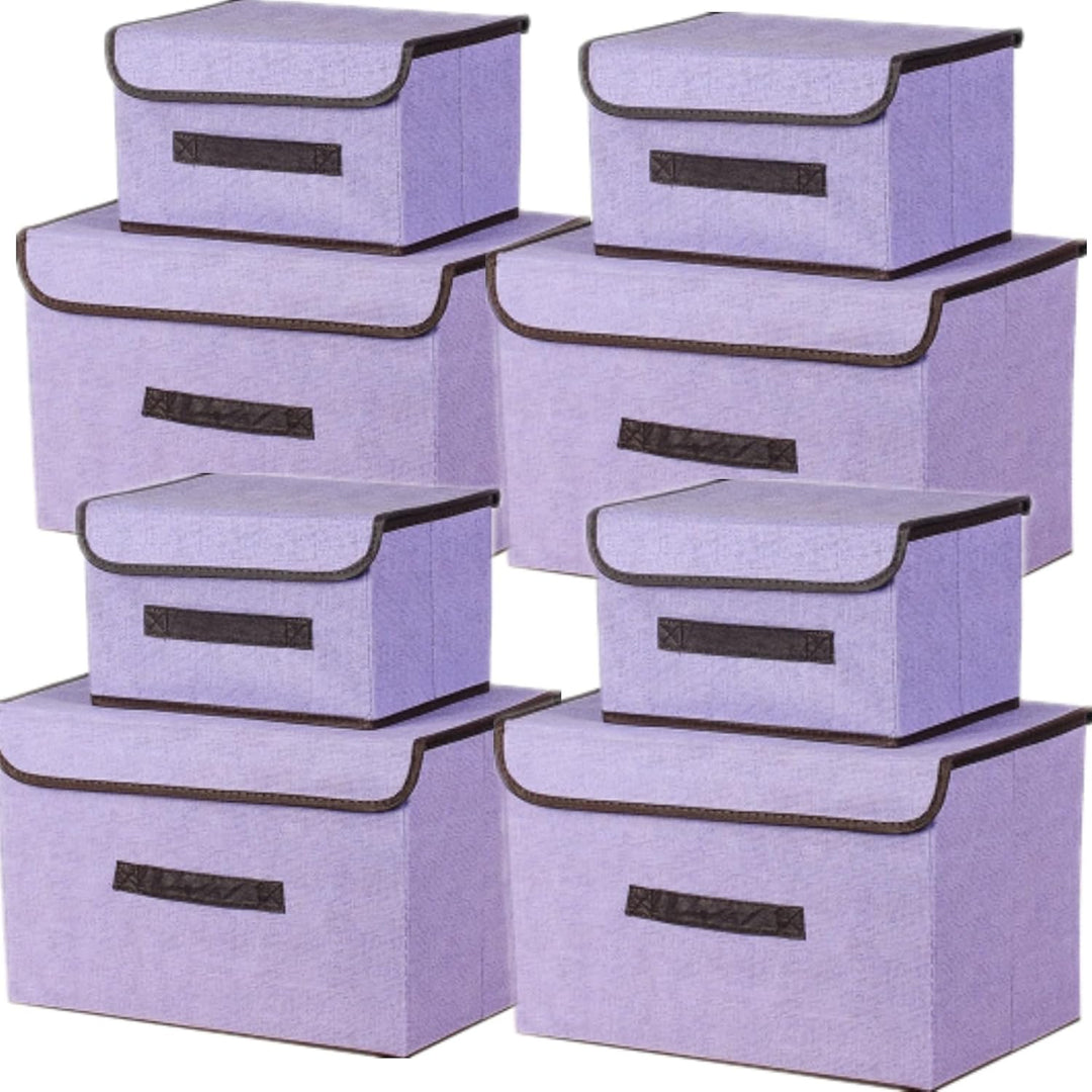NCRGB 8 Stück Stoff Faltbare Aufbewahrungsboxen mit Deckel(36cm/4 Pack+26cm/4 Pack) Stoffaufbewahrun