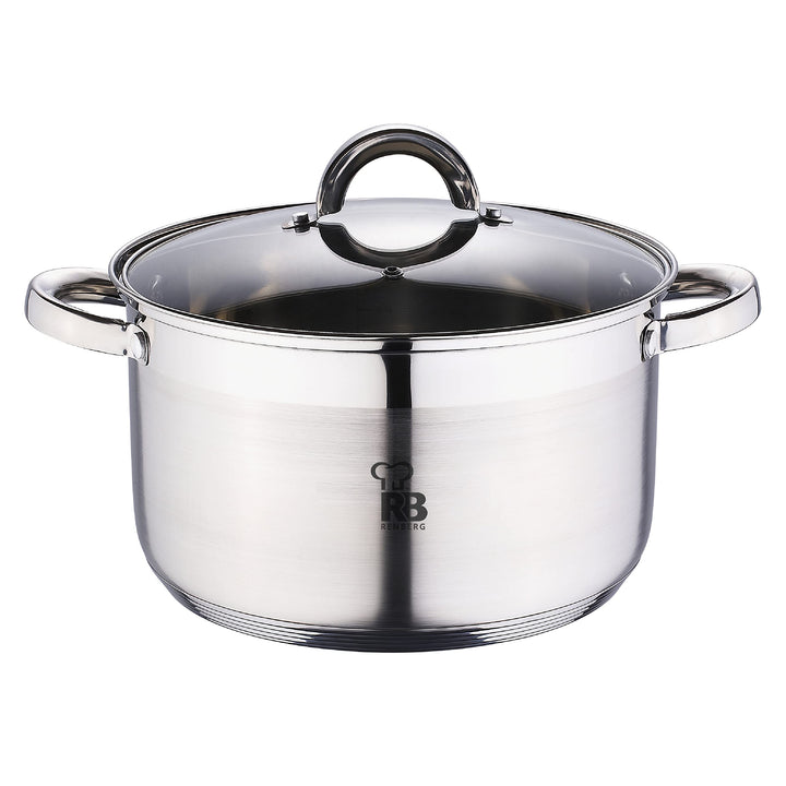 RENBERG Alexander | Kochtopf | Topf 24 x 14,5 cm und 6,3 Liter mit Glasdeckel | Edelstahl | Küchenzu