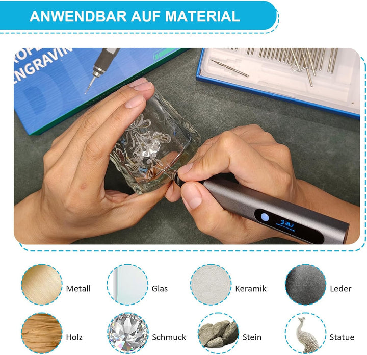 Wiederaufladierbar mit 30 Bits Gravierstift Kit Mini Graveur Gravurwerkzeug Zu 21000 U/min Tragbar G