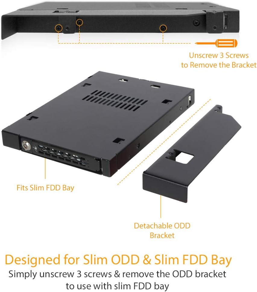 ICY DOCK SATA/SAS Hot Swap Wechselrahmen für 2,5 Zoll (6,4cm) SSD/HDD - Slim-ODD/Slim-FDD Vollmetall