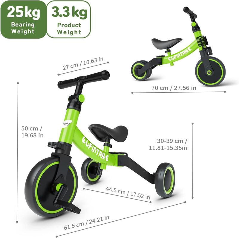 besrey 5 in 1 Laufräder Laufrad Kinderdreirad Dreirad Lauffahrrad Lauflernhilfe für Kinder ab 1 Jahr