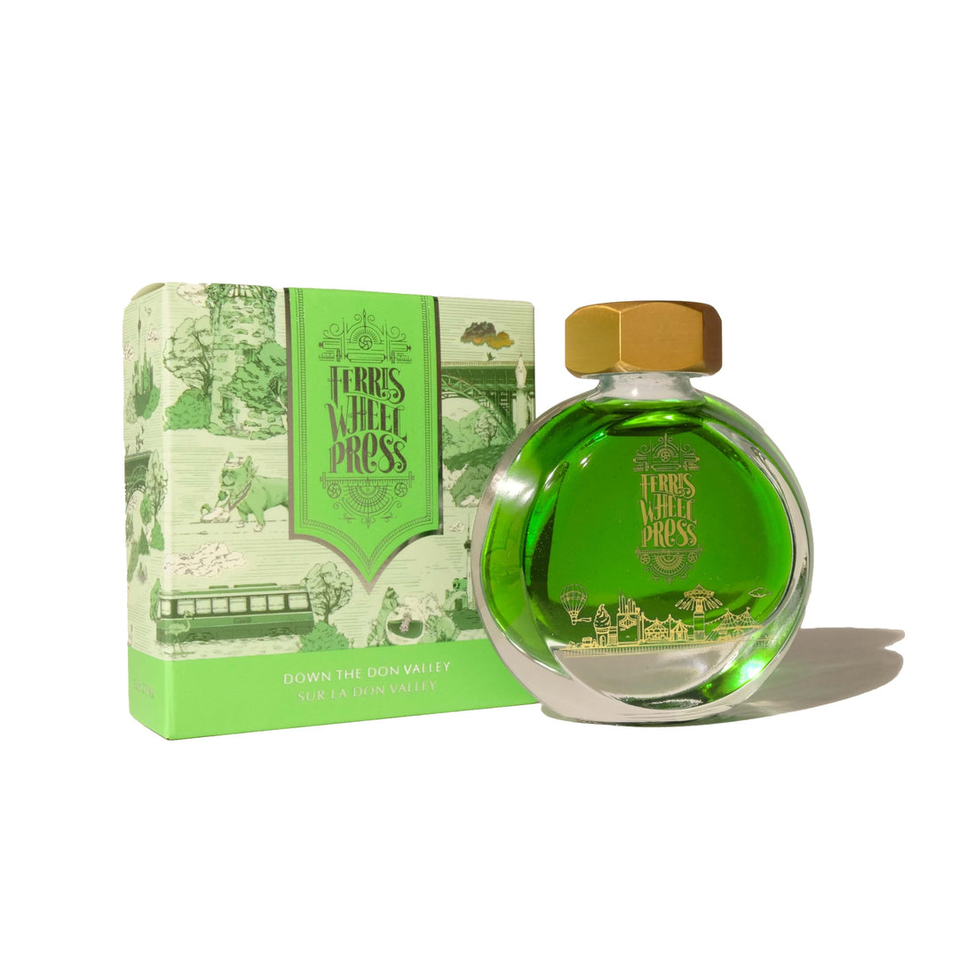 Ferris Wheel Press Ink, Everyday Ink Collection, Down the Don Valley, Leaf Green with Green Shimmer,