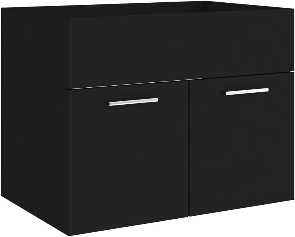 2-TLG. Badmöbel-Set Schwarz Holzwerkstoff 60x38,5x46 cm Waschbeckenunterschrank Badezimmer Möbel mit
