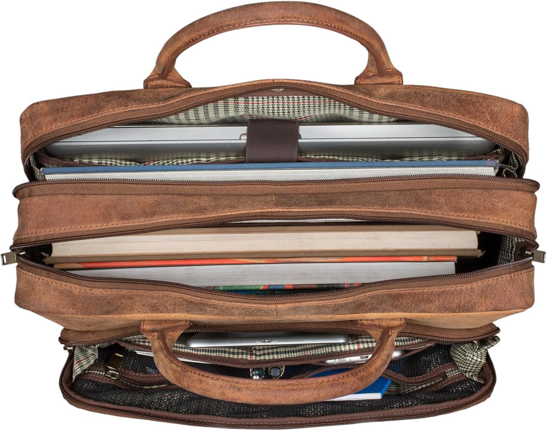 STILORD 'Dawson' Leder Aktentasche Umhängetasche mit Laptopfach 15,6 Zoll Vintage Bürotasche DIN A4