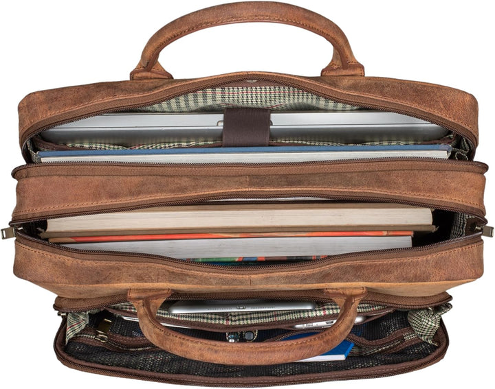 STILORD 'Dawson' Leder Aktentasche Umhängetasche mit Laptopfach 15,6 Zoll Vintage Bürotasche DIN A4