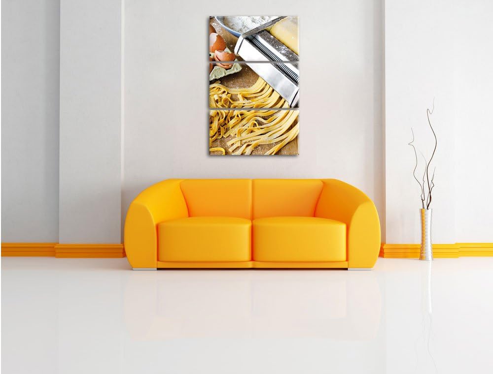 Pixxprint Nudelmaschine Pasta Italia als Leinwandbild | Grösse: 3 Teilig (120x80) | Wandbild| Kunstd