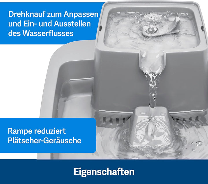 PetSafe 7,5 Liter Trinkbrunnen Drinkwell für Hunde und Katzen, Duales Filtersystem, aus BPA-freiem K