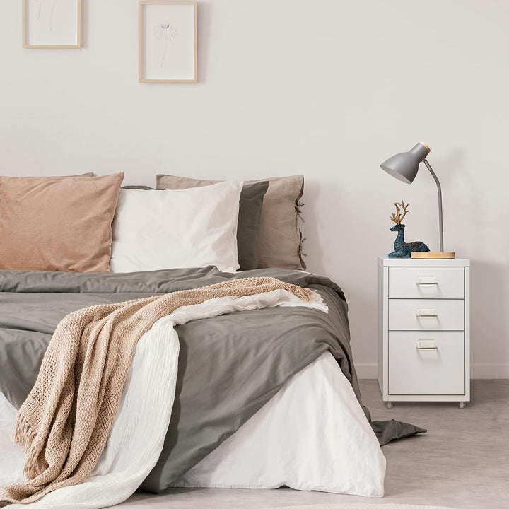 HollyHOME Mobiler Aktenschrank mit 3 Schubladen, rollbarer Aktenordner unter dem Schreibtisch, Aufbe