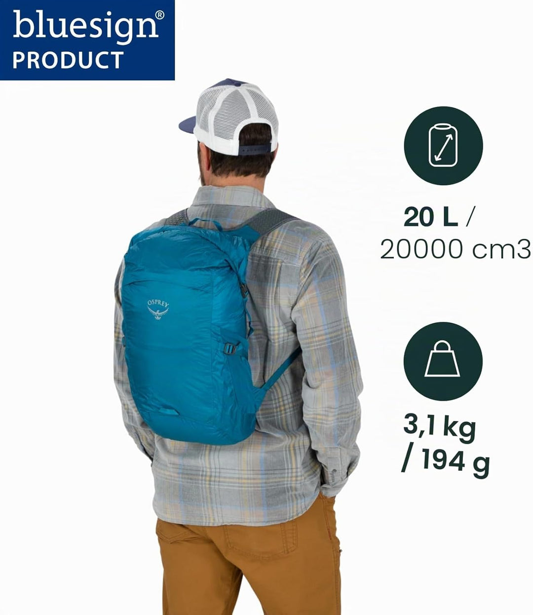 Osprey Europe Ultralight Dry Pack 20 Backpack Waterfront Blue, Waterfront Blue