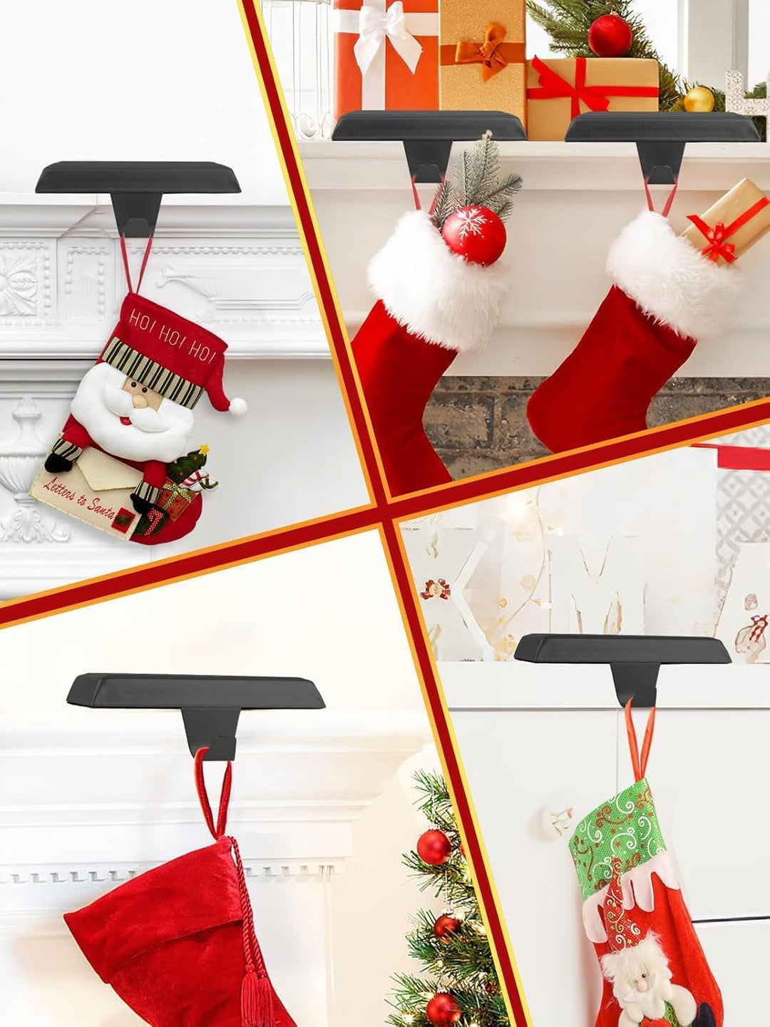 Guojanfon Weihnachtsstrumpfhalter, Kaminstrümpfe, Kleiderbügel, Metall, zum Aufhängen, Strumpfhalter